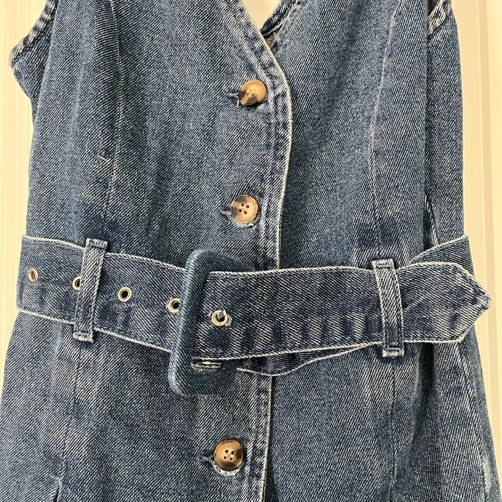 Balloon leg denim jumpsuit with belt